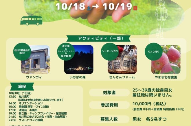 松川町で出会いと自然を楽しむ恋活キャンプ、参加者募集中！